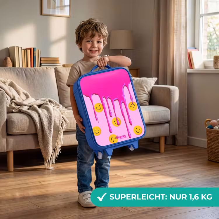 Verf - Smiley - Roze Kinderkoffer - Blauw klein -sfeer2_DE