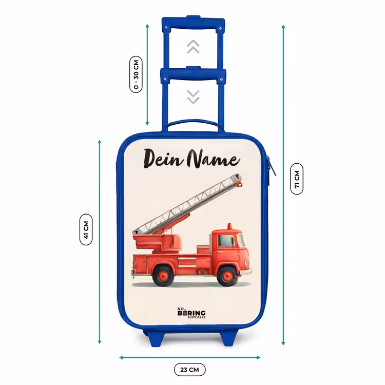 Brandweerwagen - Getekend - Rood Kinderkoffer - Blauw klein -productfoto_formaten