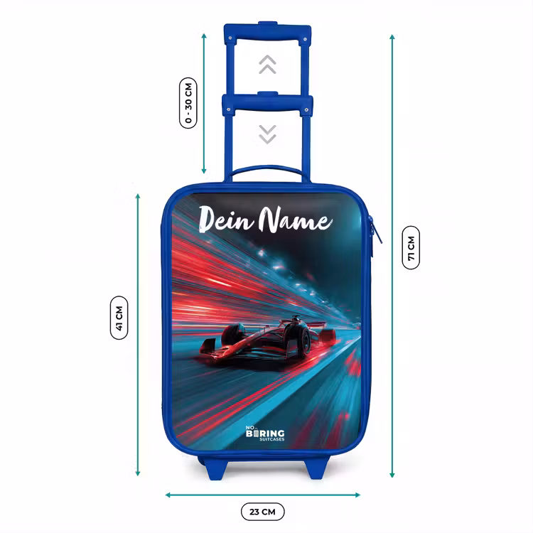 Formule 1 - Raceauto - Rood - Neonverlichting Kinderkoffer - Blauw klein -productfoto_formaten