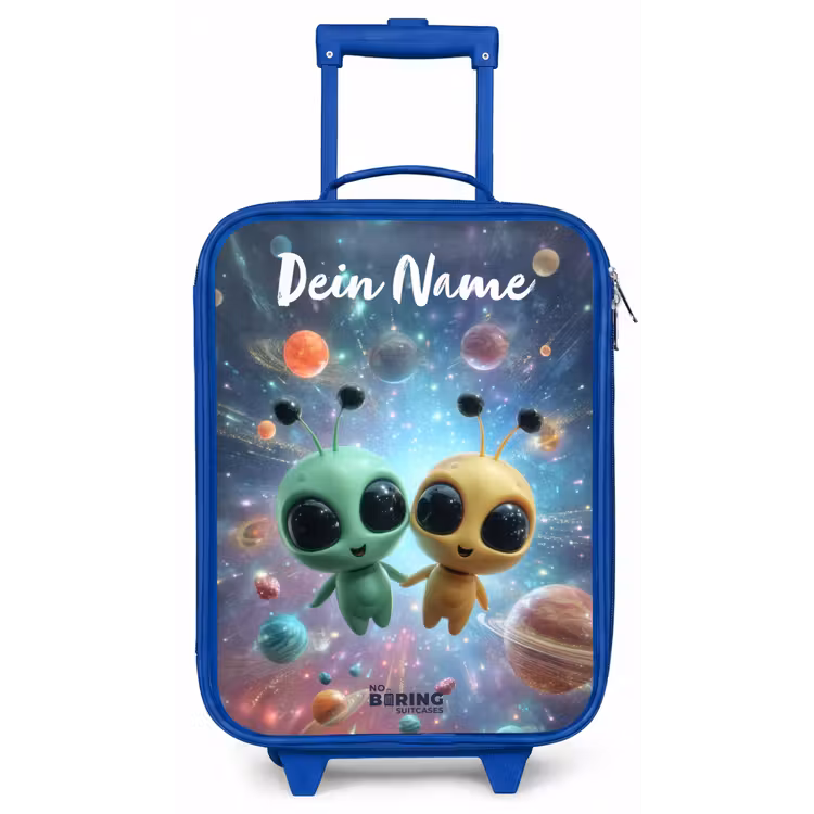 Vrolijke buitenaardse vrienden Kinderkoffer - Blauw klein -zz3dotto