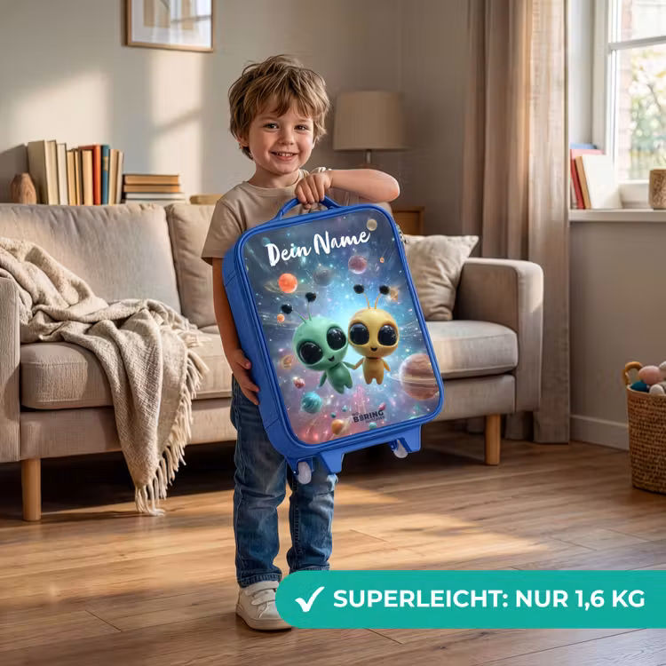 Vrolijke buitenaardse vrienden Kinderkoffer - Blauw klein -sfeer2_DE