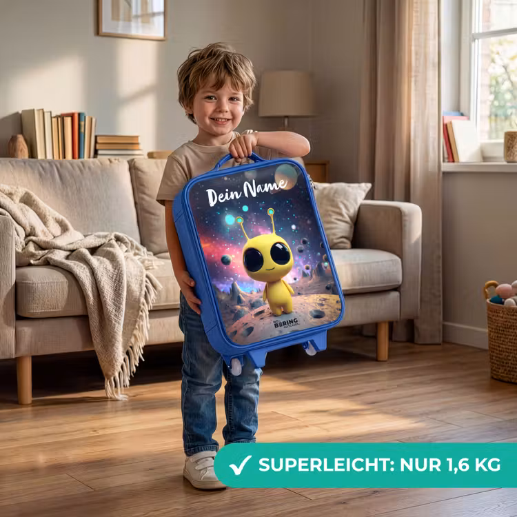 Vrolijk buitenaards wezentje Kinderkoffer - Blauw klein -sfeer2_DE