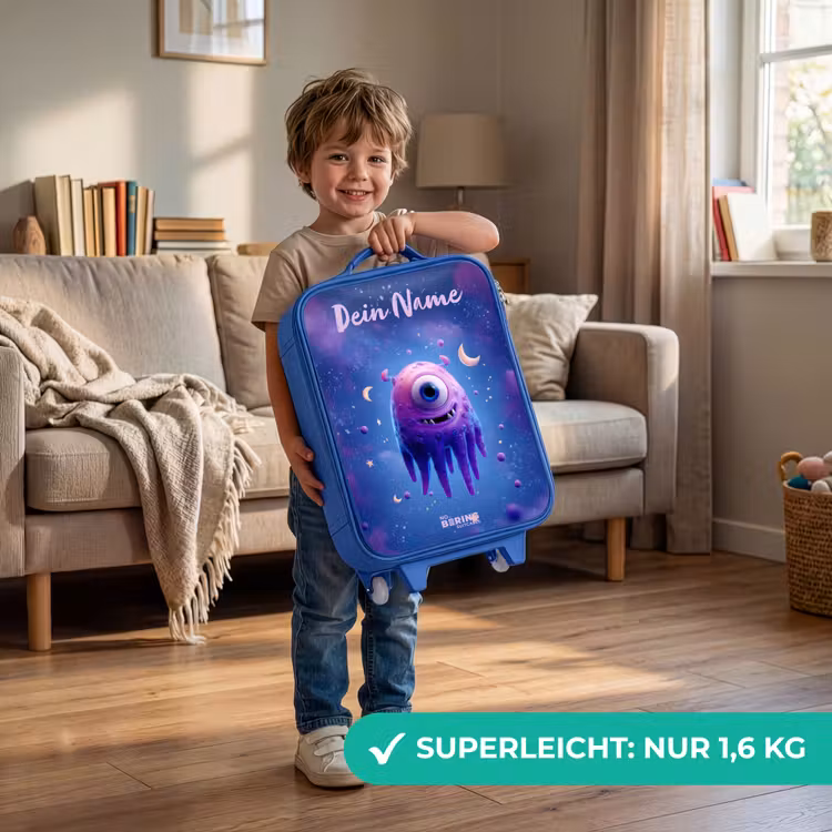 Vrolijk paarsoog in de ruimte Kinderkoffer - Blauw klein -sfeer2_DE