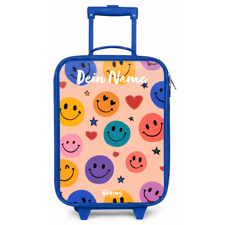 Vrolijk Smiley-patroon Kinderkoffer - Blauw klein -zz3dotto
