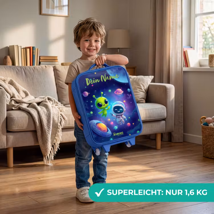 Vrolijke Ontmoeting in de Ruimte Kinderkoffer - Blauw klein -sfeer2_DE