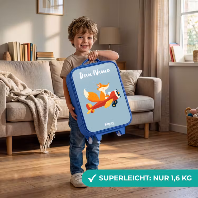 Vos - Vliegtuig - Vliegen Kinderkoffer - Blauw klein -sfeer2_DE