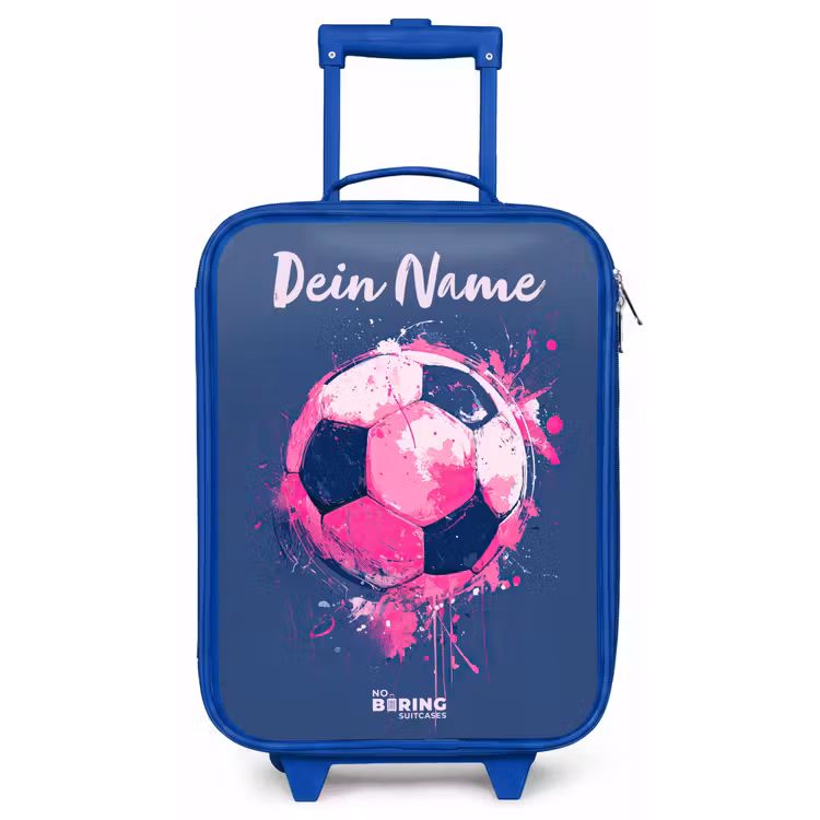 Voetbalvibes -  Verf - Roze - Blauw Kinderkoffer - Blauw klein -zz3dotto