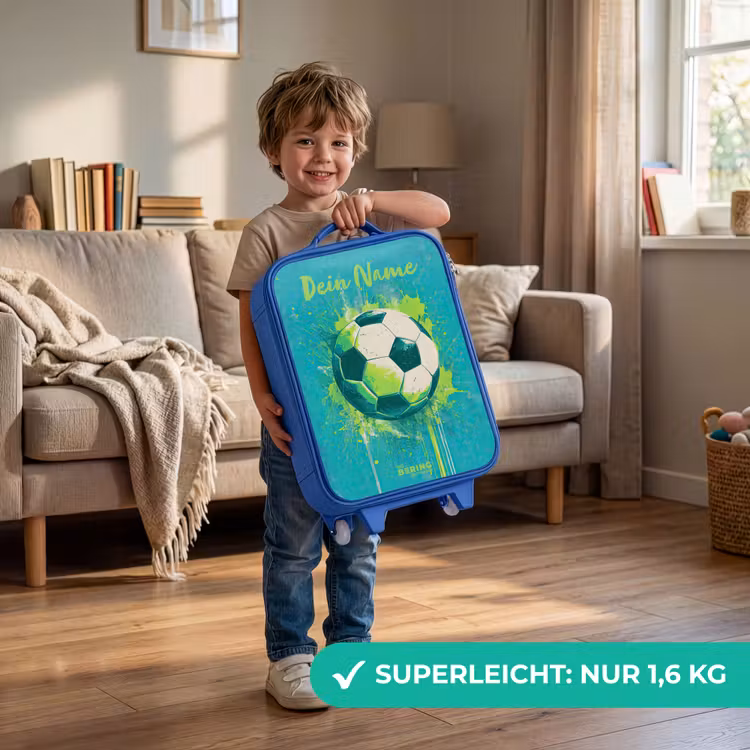 Voetbalvibes - Verfspatten - Groen - Blauw Kinderkoffer - Blauw klein -sfeer2_DE