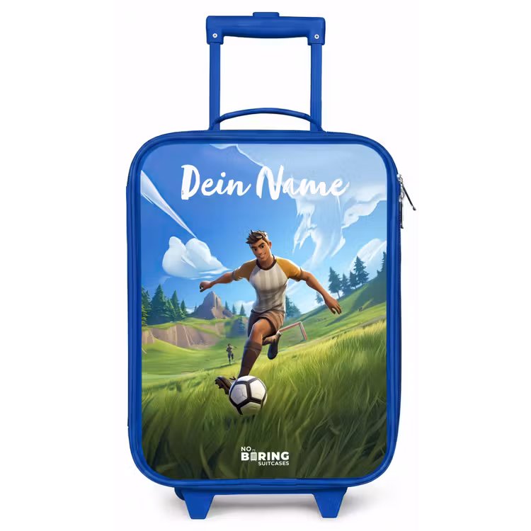 Voetballer - Gras - Goal - Kleurrijk Kinderkoffer - Blauw klein -zz3dotto
