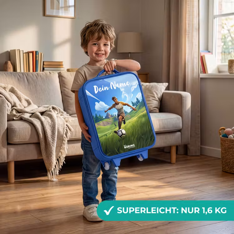 Voetballer - Gras - Goal - Kleurrijk Kinderkoffer - Blauw klein -sfeer2_DE