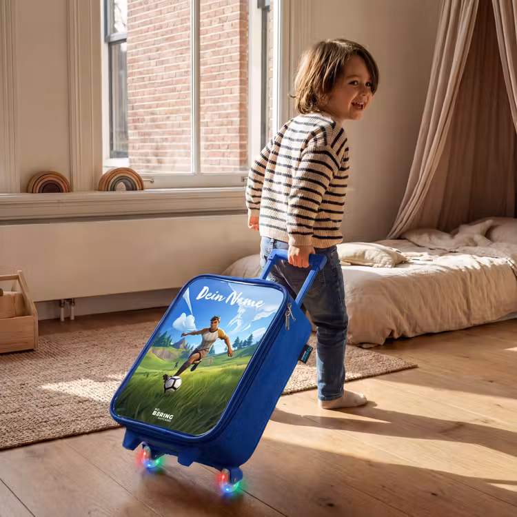 Voetballer - Gras - Goal - Kleurrijk Kinderkoffer - Blauw klein -sfeer1