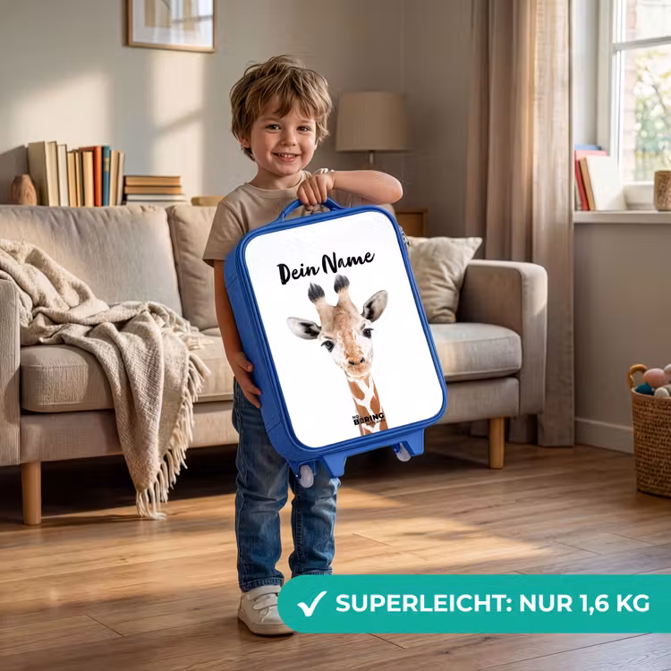 Gerrie Giraffe Kinderkoffer - Blauw klein -sfeer2_DE