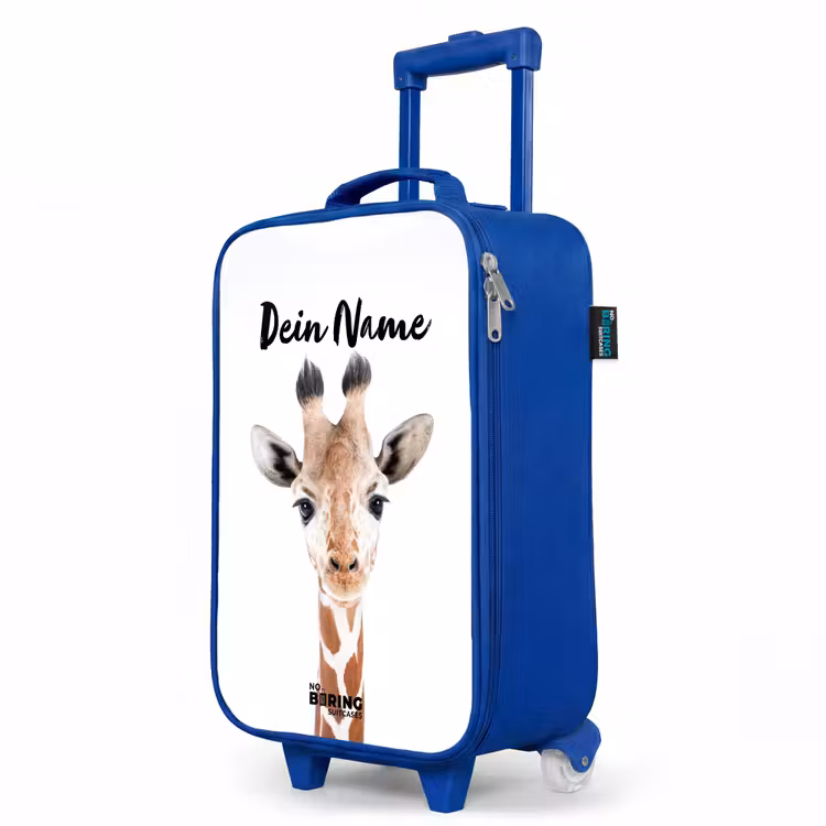 Gerrie Giraffe Kinderkoffer - Blauw klein -productfoto_schuin