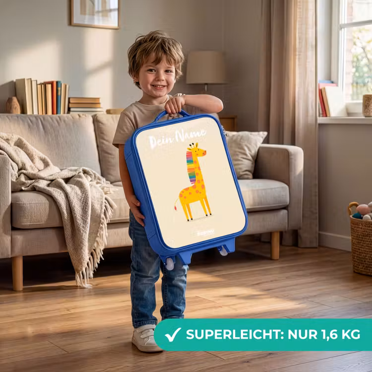 Giraffe - Dier - Kleurrijk Kinderkoffer - Blauw klein -sfeer2_DE
