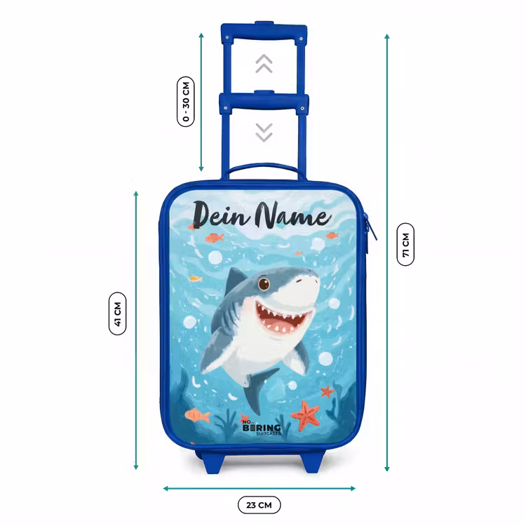 Haai - Water - Zee Kinderkoffer - Blauw klein -productfoto_formaten