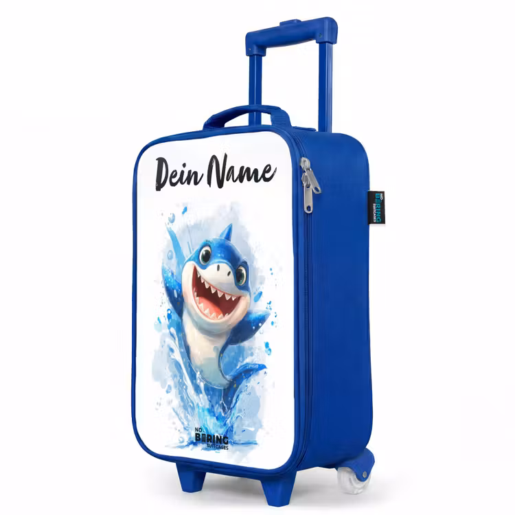 Haai - Tanden - Water Kinderkoffer - Blauw klein -productfoto_schuin