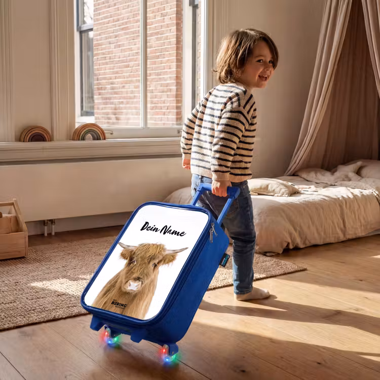 Halbe Hooglander Kinderkoffer - Blauw klein -sfeer1