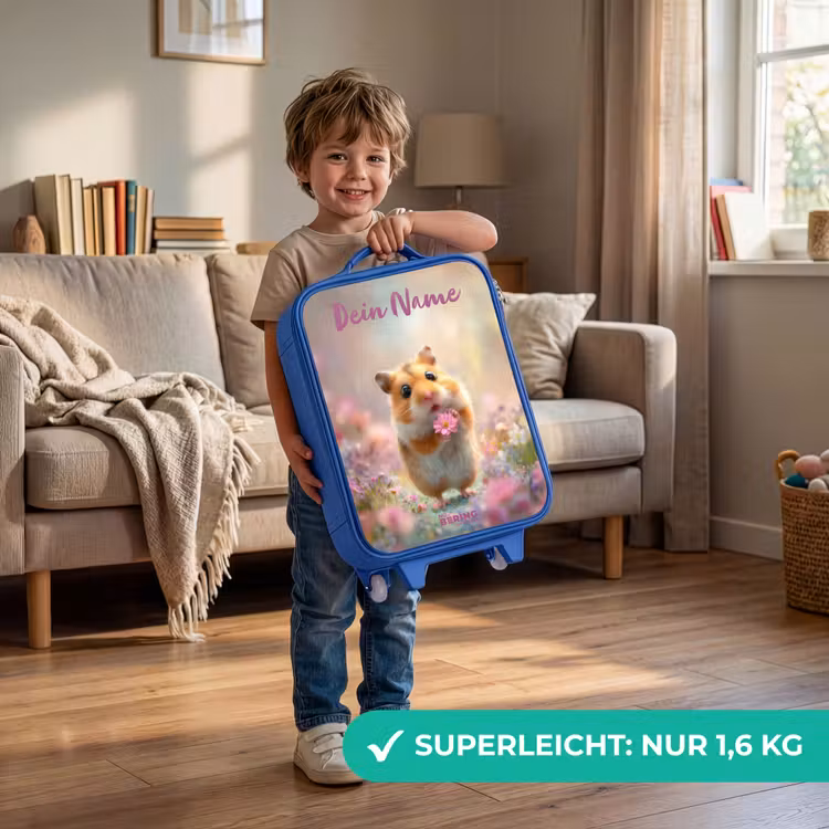 Hamster - Bloem - Natuur - Dier Kinderkoffer - Blauw klein -sfeer2_DE