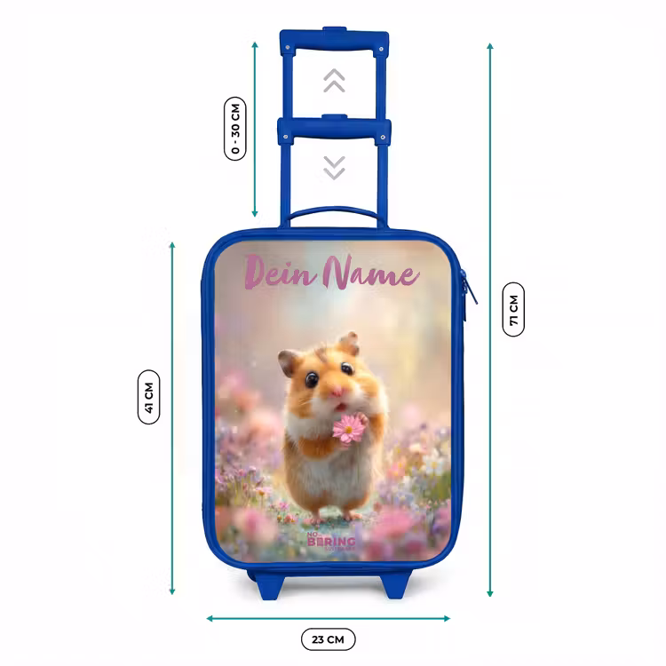 Hamster - Bloem - Natuur - Dier Kinderkoffer - Blauw klein -productfoto_formaten