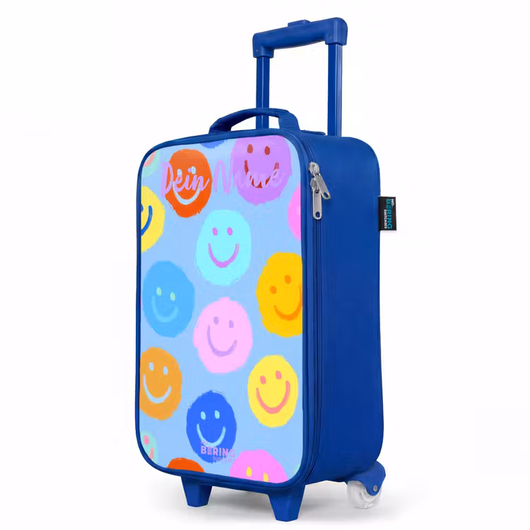 Vrolijk patroon van smileys Kinderkoffer - Blauw klein -productfoto_schuin