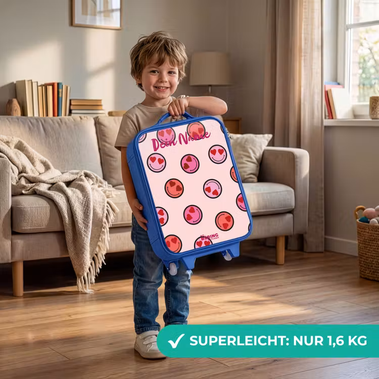 Hartje - Smiley - Patroon Kinderkoffer - Blauw klein -sfeer2_DE