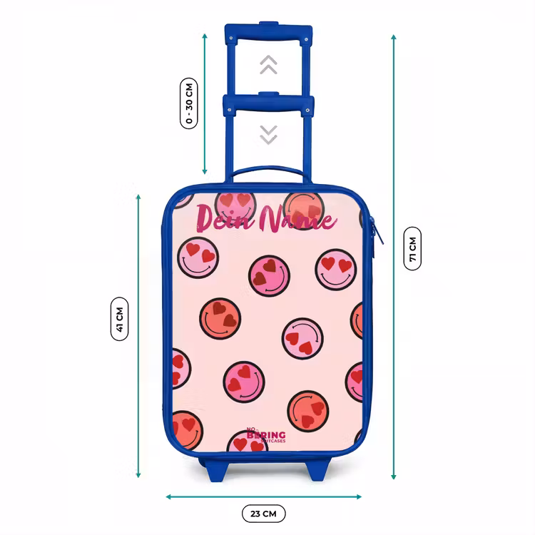 Hartje - Smiley - Patroon Kinderkoffer - Blauw klein -productfoto_formaten