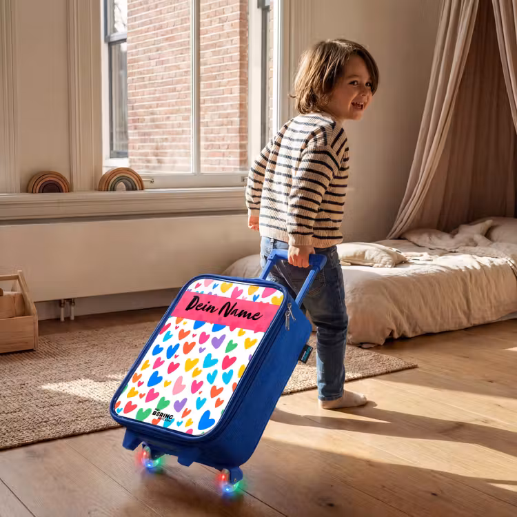 Hartjes - Kleurrijk - Patroon Kinderkoffer - Blauw klein -sfeer1