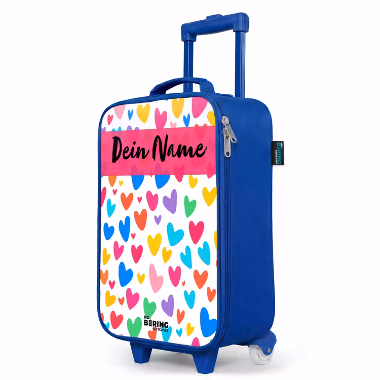 Hartjes - Kleurrijk - Patroon Kinderkoffer - Blauw klein -productfoto_schuin