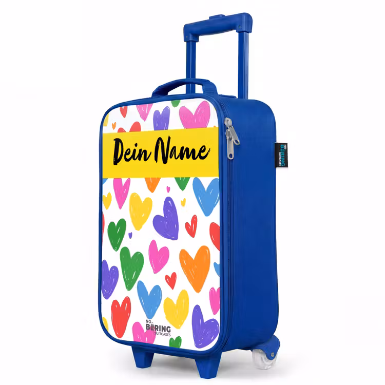 Hartjes - Patroon - Kleurrijk Kinderkoffer - Blauw klein -productfoto_schuin