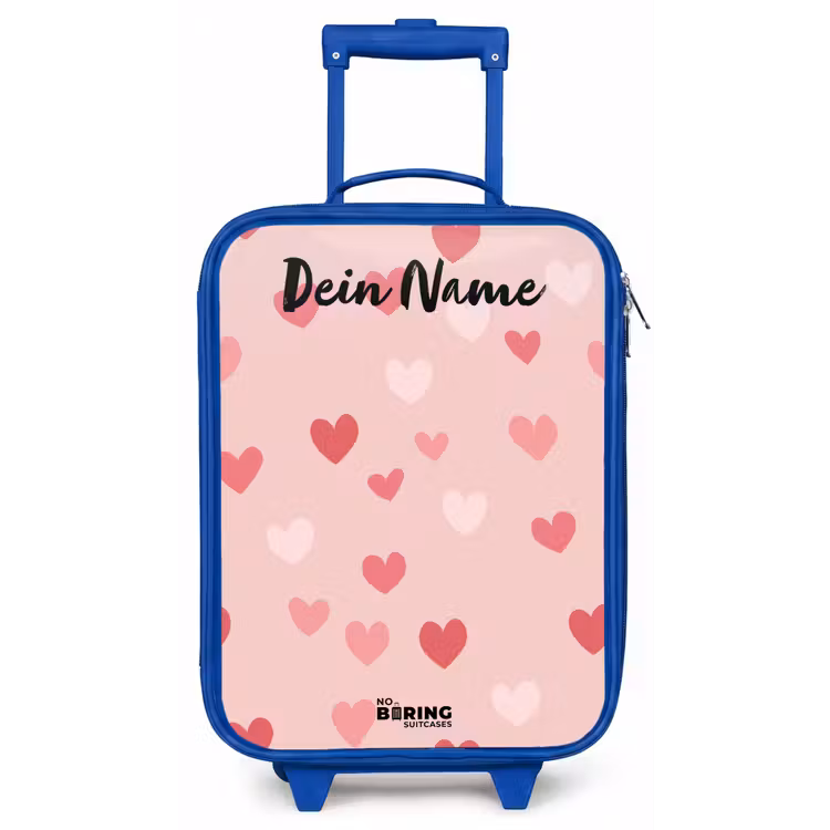 Hartjes - Patroon - Roze Kinderkoffer - Blauw klein -zz3dotto