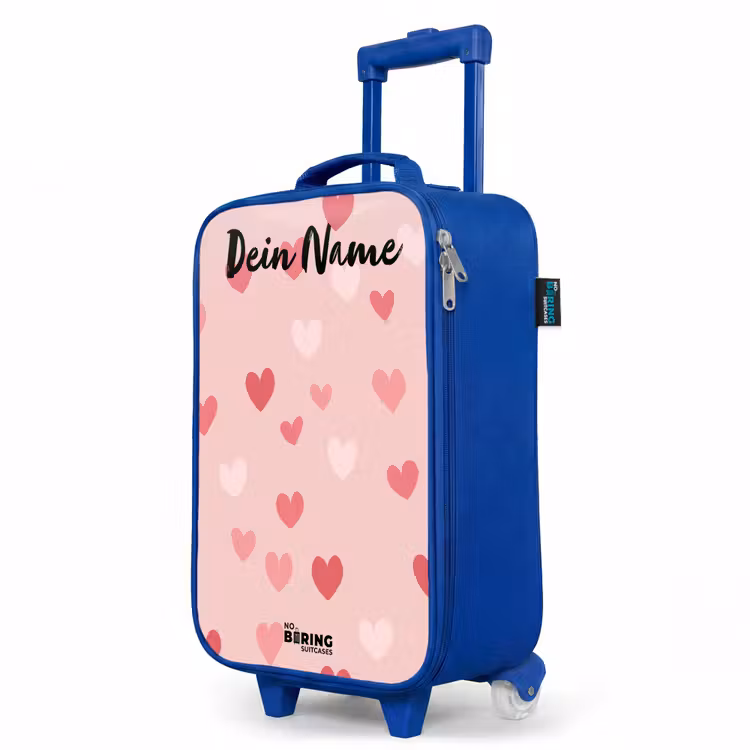 Hartjes - Patroon - Roze Kinderkoffer - Blauw klein -productfoto_schuin