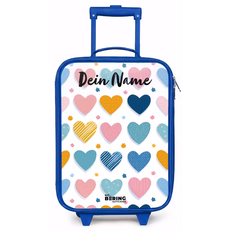 Hartjes - Pastel - Patroon Kinderkoffer - Blauw klein -zz3dotto