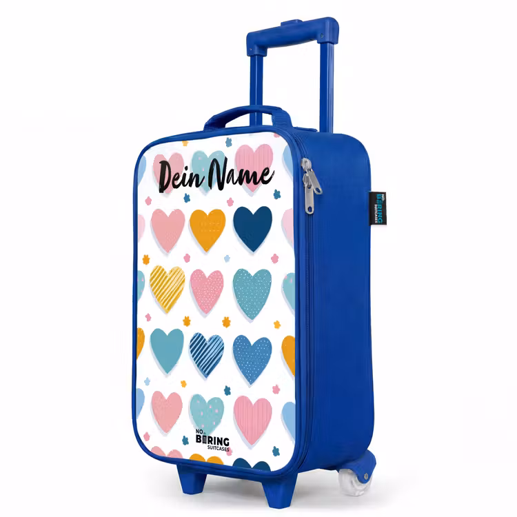 Hartjes - Pastel - Patroon Kinderkoffer - Blauw klein -productfoto_schuin
