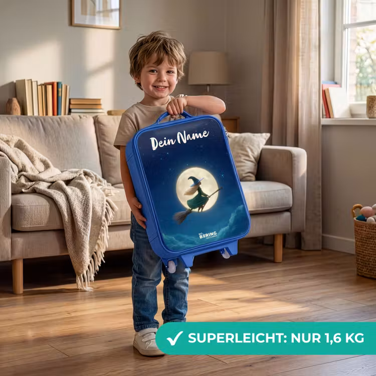 Heks in Maanlichtvlucht Kinderkoffer - Blauw klein -sfeer2_DE