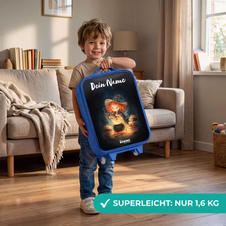 Heks met Sprankelende Toverdrank Kinderkoffer - Blauw klein -sfeer2_DE