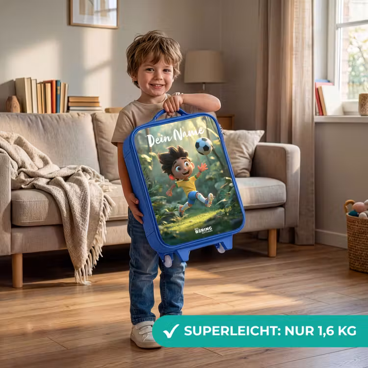 Jongen - Voetbal - Bos - Bomen Kinderkoffer - Blauw klein -sfeer2_DE