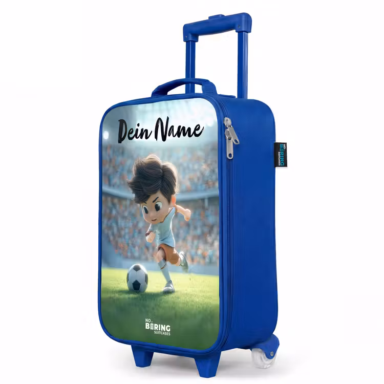 Jongen - Stadion - Voetbal - Zonlicht Kinderkoffer - Blauw klein -productfoto_schuin