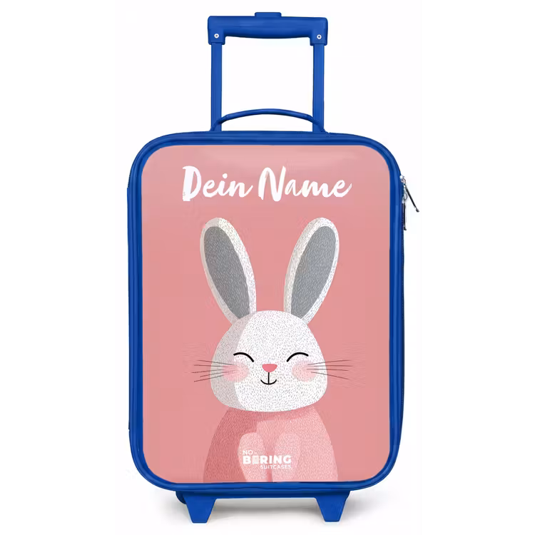 Konijn - Blosje - Stippen - Roze Kinderkoffer - Blauw klein -zz3dotto