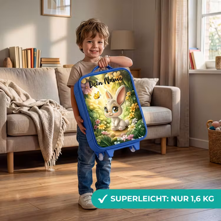 Konijn - Zonlicht - Sprookjesachtig - Vlinder Kinderkoffer - Blauw klein -sfeer2_DE