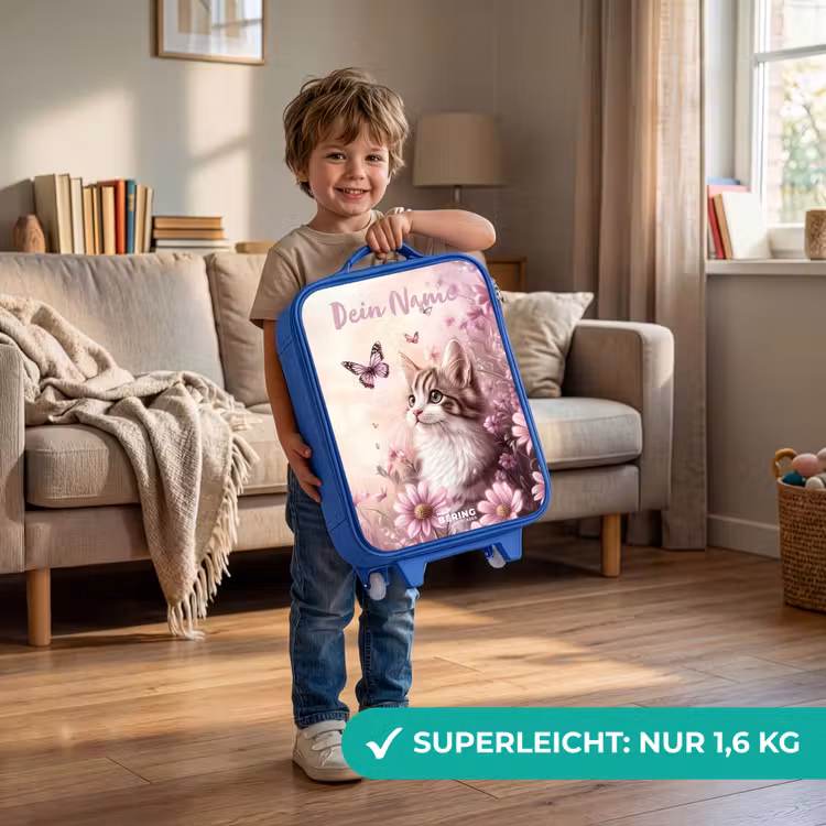 Kitten - Vlinders - Paars - Bloemen Kinderkoffer - Blauw klein -sfeer2_DE