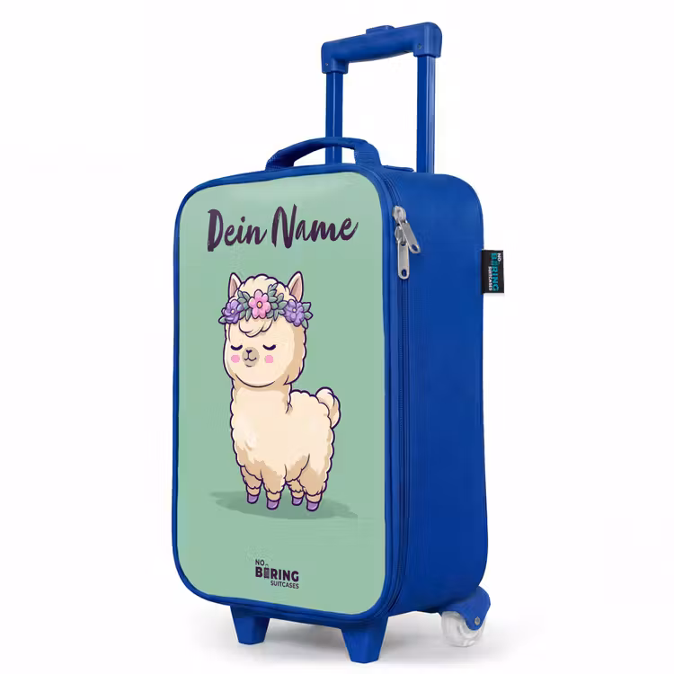 Kawai - Alpaca - Groen Kinderkoffer - Blauw klein -productfoto_schuin