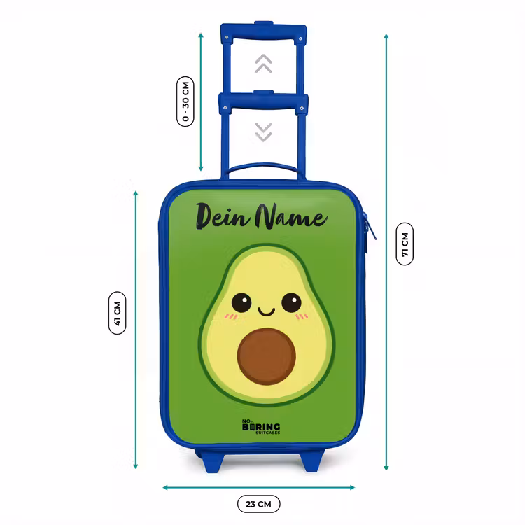 Kawai - Avocado - Groen Kinderkoffer - Blauw klein -productfoto_formaten