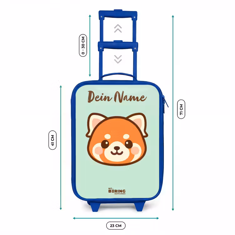 Kawai - Rode panda - Groen Kinderkoffer - Blauw klein -productfoto_formaten