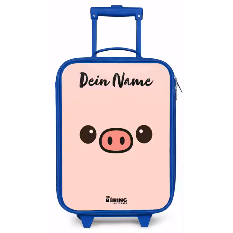 Kawai - Varken - Roze Kinderkoffer - Blauw klein -zz3dotto