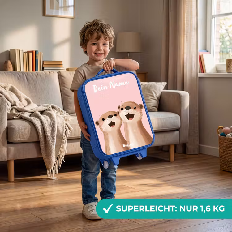 Glimlach - Otters - Roze - Illustratie Kinderkoffer - Blauw klein -sfeer2_DE