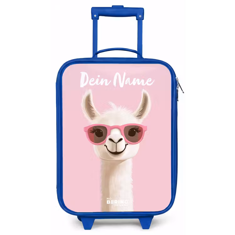 Lama - Wit - Zonnebril - Wimpers Kinderkoffer - Blauw klein -zz3dotto