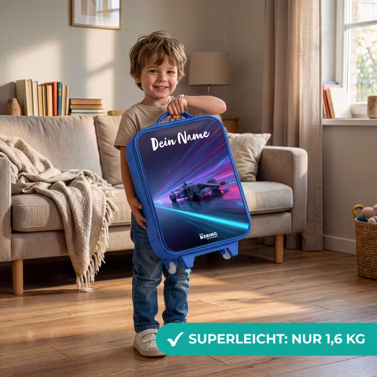 Lichtstralen - Neon - Racewagen - Paars Kinderkoffer - Blauw klein -sfeer2_DE