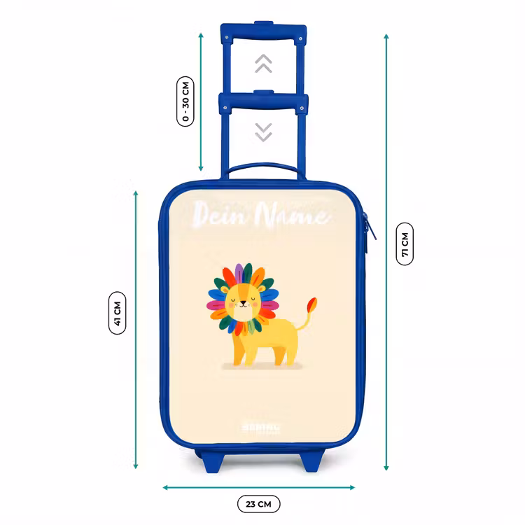 Leeuw - Manen - Kleurrijk Kinderkoffer - Blauw klein -productfoto_formaten