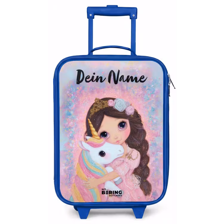 Meisje - Eenhoorn - Glitter Kinderkoffer - Blauw klein -zz3dotto