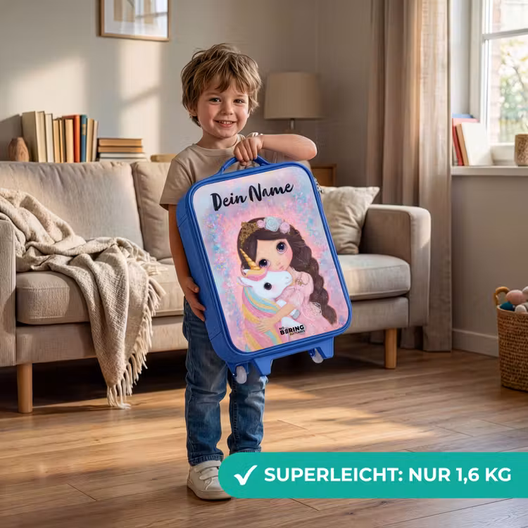 Meisje - Eenhoorn - Glitter Kinderkoffer - Blauw klein -sfeer2_DE